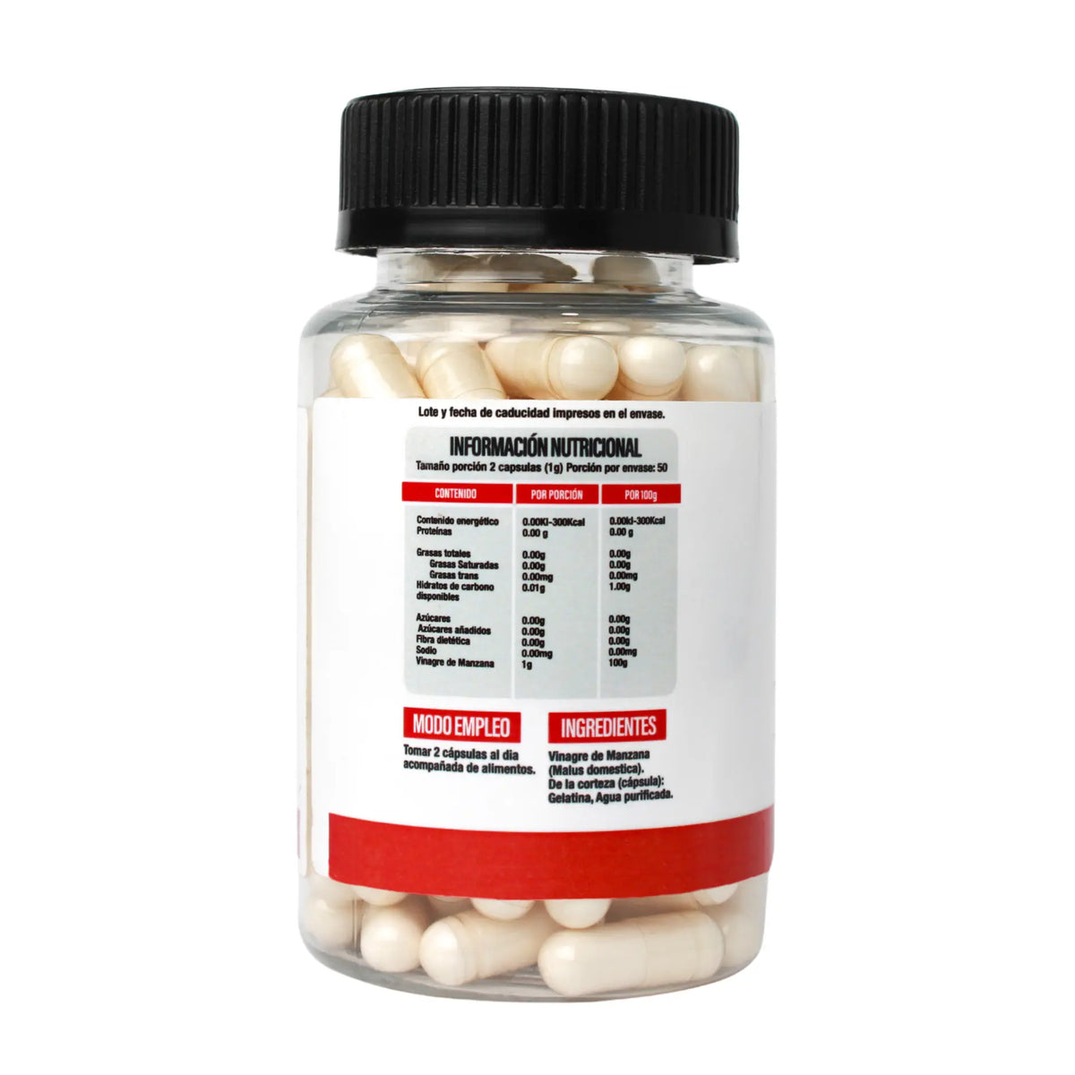 Superlabs Nutrition Vinagre de Manzana 500 mg 100 Capsulas Informacion nutricional