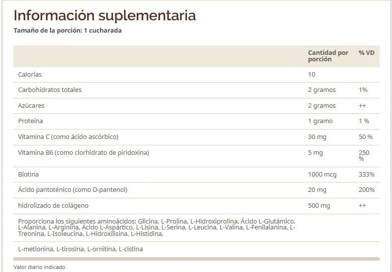 Windmill Rejuvicare Liquid Collagen 480ml 16Oz informacion nutricional