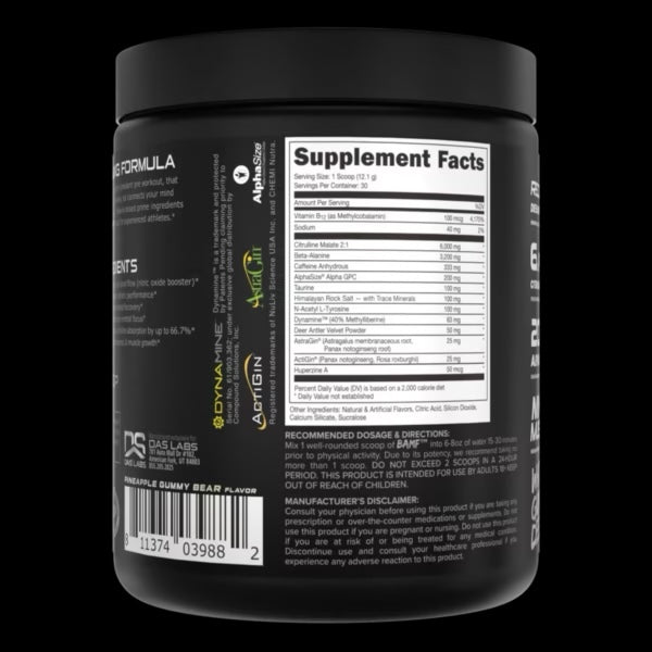 Bucked Up Bamf Pre Entreno 30 Servicios Informacion nutricional