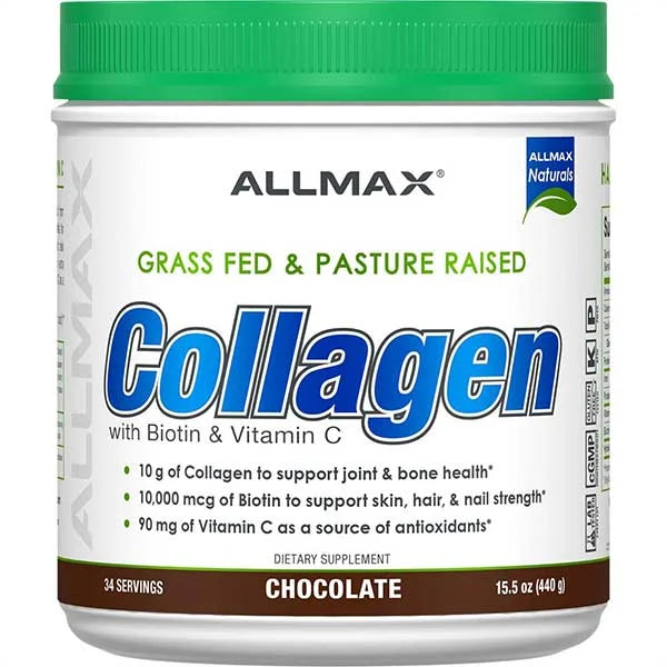 Allmax Péptidos de Colágeno Hidrolizado Con Biotina y Vitamina C 34 Servicios