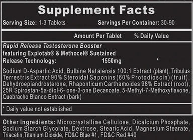 Hi Tech Bulasterone 180 Tabletas informacion nutricional