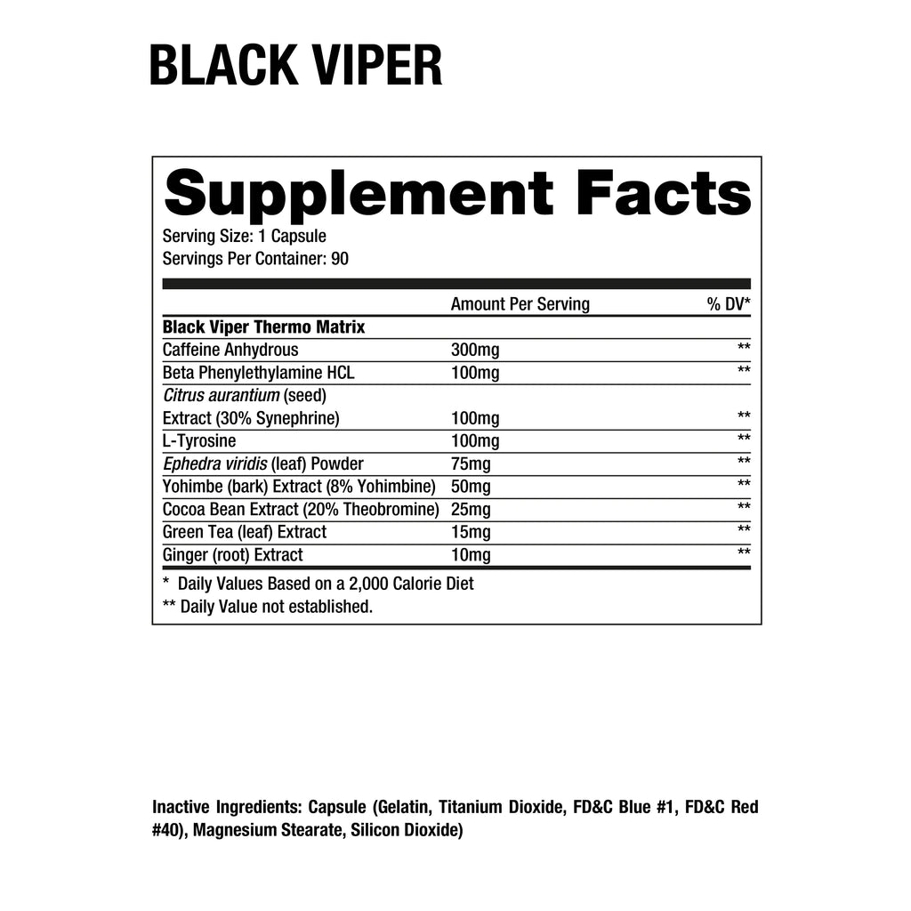 Dragon Pharma Black Viper 90 Capsulas informacion nutricional