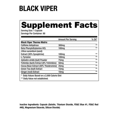 Dragon Pharma Black Viper 90 Capsulas informacion nutricional
