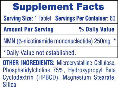 Hi Tech NMN 60 Tabletas informacion nutricional