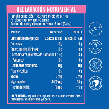 Birdman Myo & D-Chiro Inositol 30 Porciones Informacion nutricional
