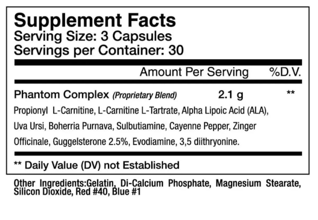 Nubreed Phantom 90 Capsulas Informacion Nutricional