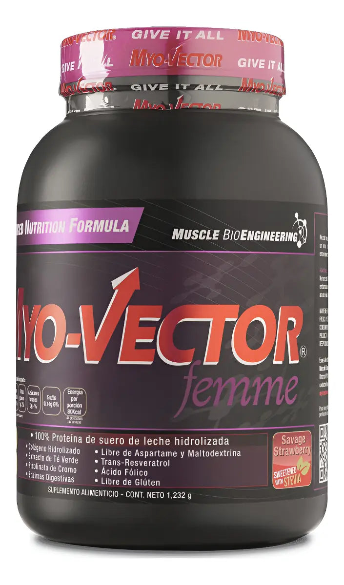 Myo Vector Femme Proteina Hidrolizada 1.2 Kg 3 Lbs 44 Servicios Savage strawberry