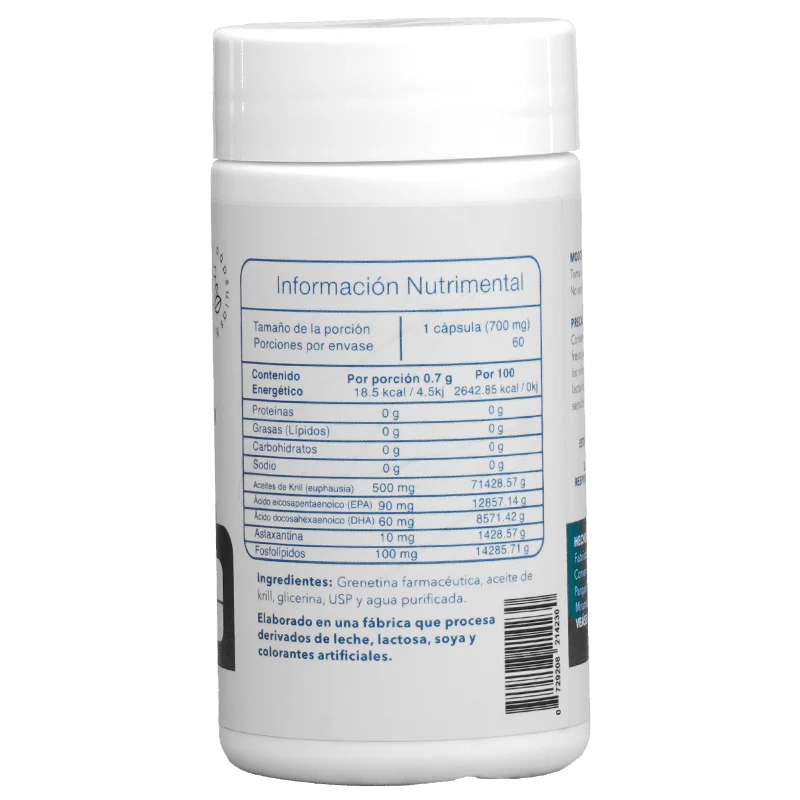 Essentials Aceite De Krill Omega 3 60 Capsulas informacion nutricional