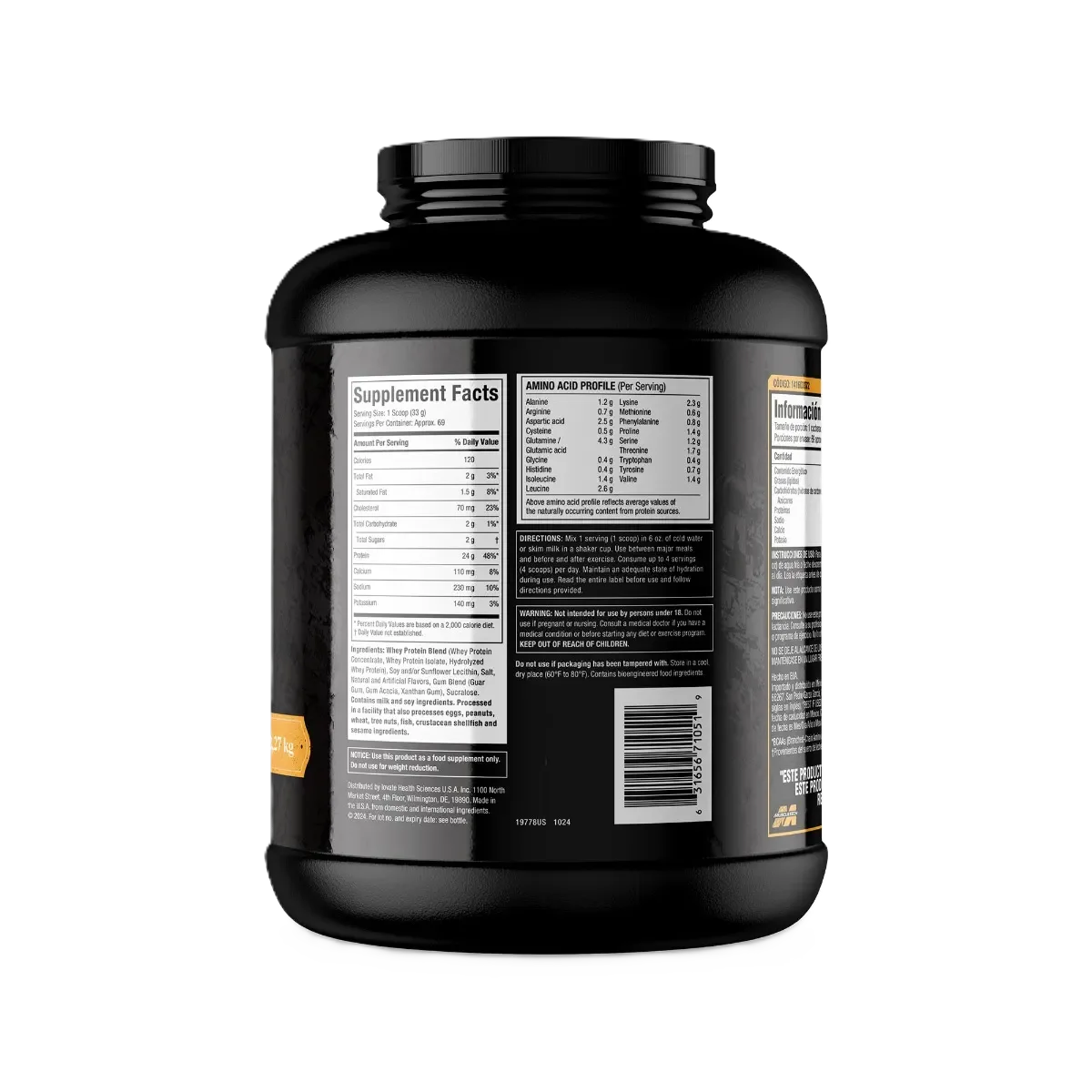 Muscletech Nitrotech Whey Gold 70 servicios 5 libras informacion nutricional