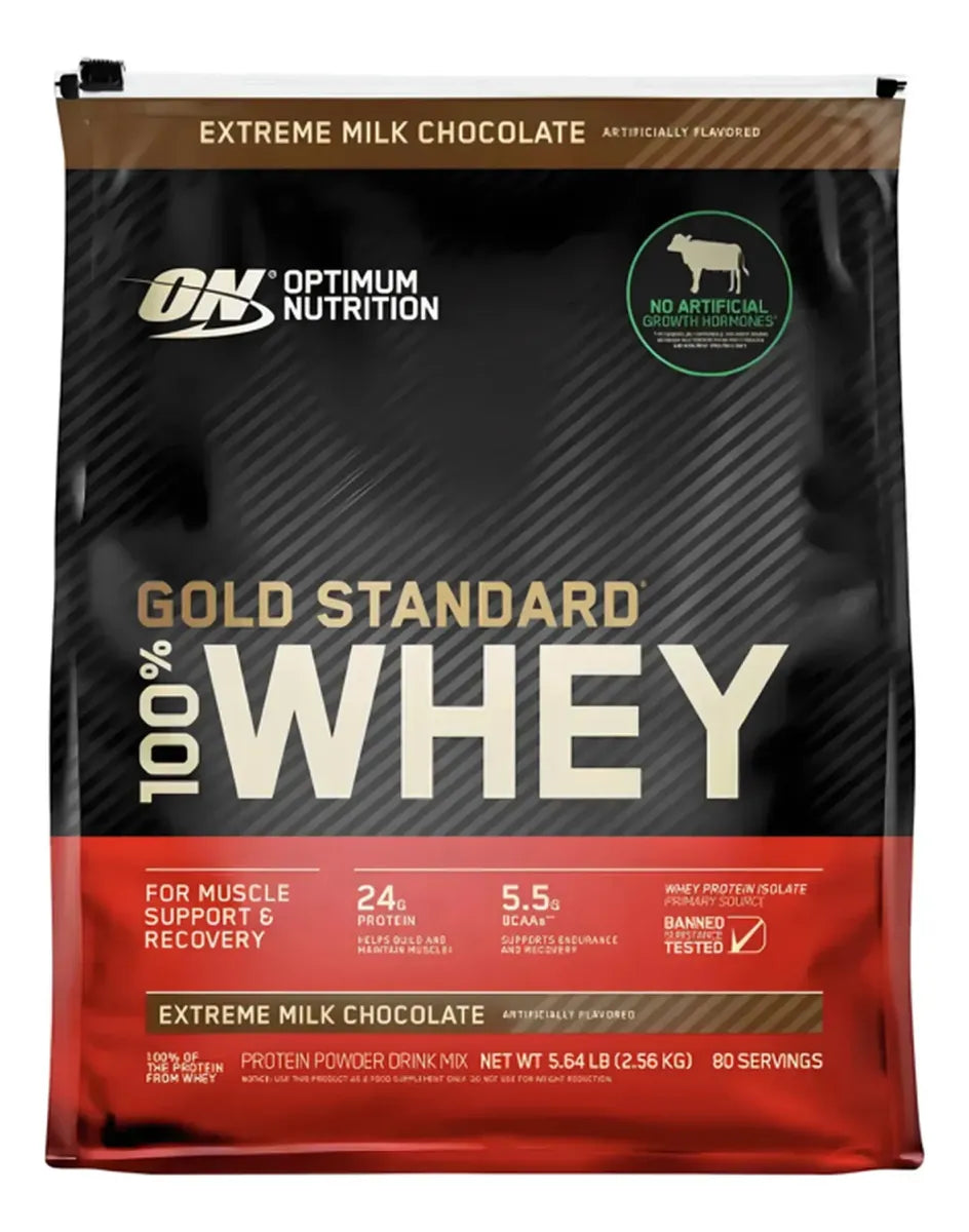 Optimum Nutrition Proteina Gold Standard 100% Whey 5.64 Lbs Sabor Extreme Milk Chocolate