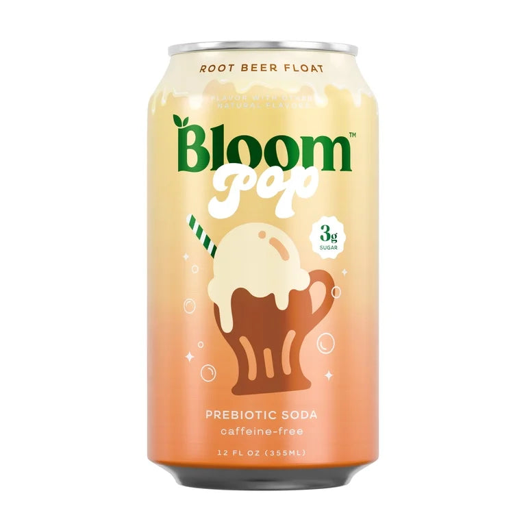 Bloom Nutrition Pop Prebiotic Soda 355ml 12 Pack Root Beer Float