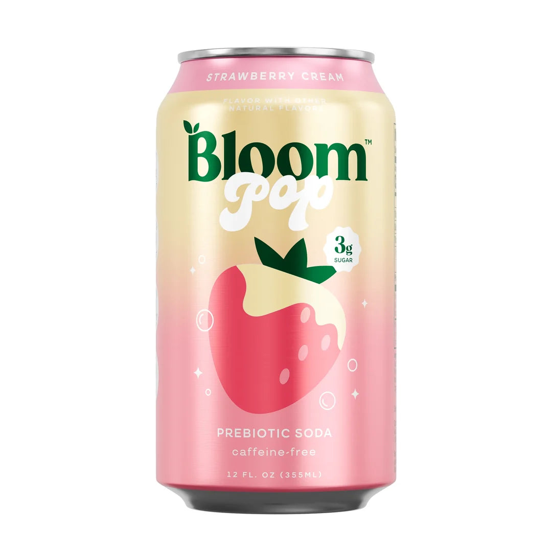 Bloom Nutrition Pop Prebiotic Soda 355ml 12 Pack Strawberry Cream