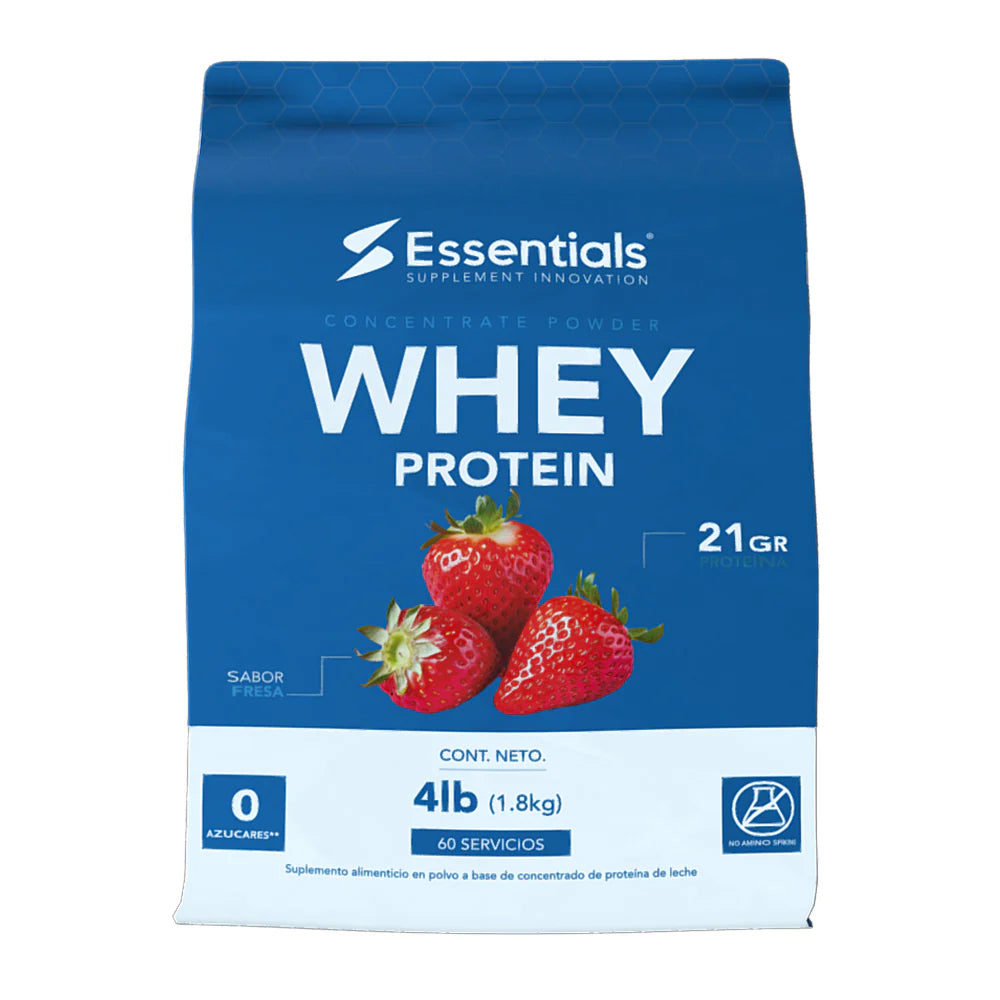 Essentials Whey Protein 4 Lbs 60 Servicios Fresa