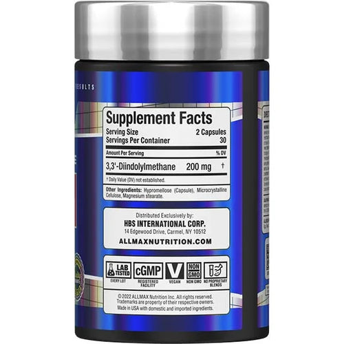 Allmax DIM Diindolymethane 60 Capsulas informacion nutricional