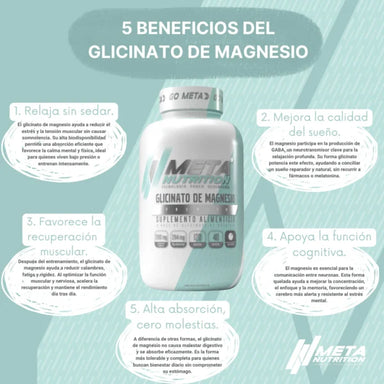 Meta Nutrition Glicinato de Magnesio 120 Caps 40 Servios Portada 3