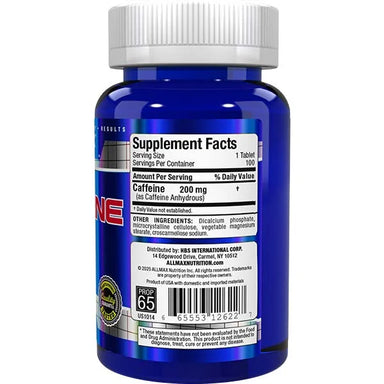 Allmax Cafeina 100 Cápsulas informacion nutricional