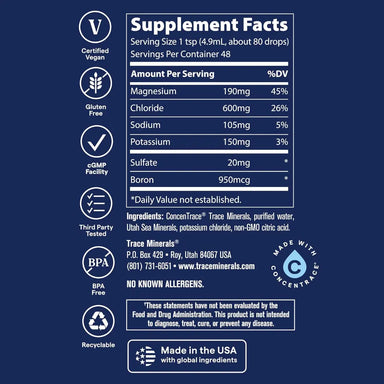 Trace Minerals 40,000 Volts 237 ml Concentrado de Electrolito Hidratación Informacion nutricional
