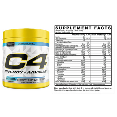 Cellucor C4 Energy + Aminos 30 servicios Informacion nutricional