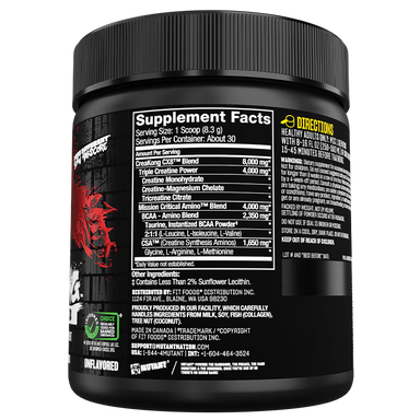 MUTANT CREAKONG CX8 249 GRS- 30 SERV INFORMACION NUTRICIONAL