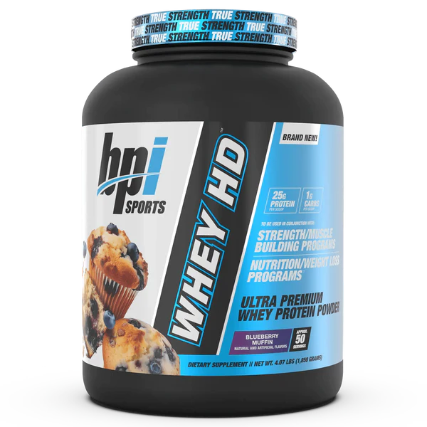 BPI Sports Proteina Whey HD 4.5 Lbs 50 Servicios blue berry muffin