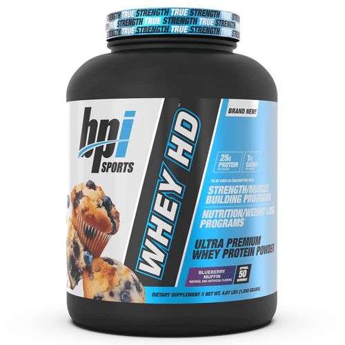 BPI Sports Proteina Whey HD 4.5 Lbs 50 Servicios blue berry muffin