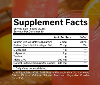 Raw Bum Essential Pre-Workout Tingle-Free 30 Serv Pre Entreno Informacion nutricional
