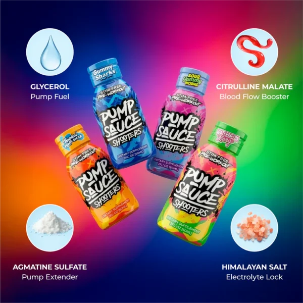 Pump Sauce Shooters Stim-Free Pre Entreno 12pack 60ml tropical portada