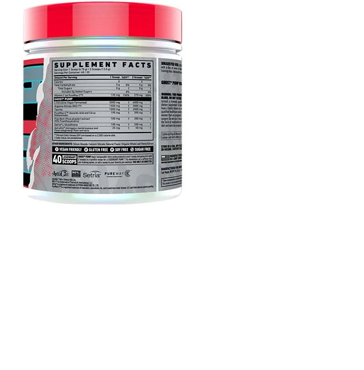 Ghost Pump Pre Entreno 40 Servicios informacion nutricional