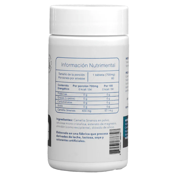 Essentials Extracto de Té Verde 400 Mg informacion nutricional