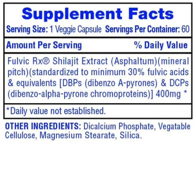 Hi Tech Shilajit Extract 60 Capsulas informacion nutricional
