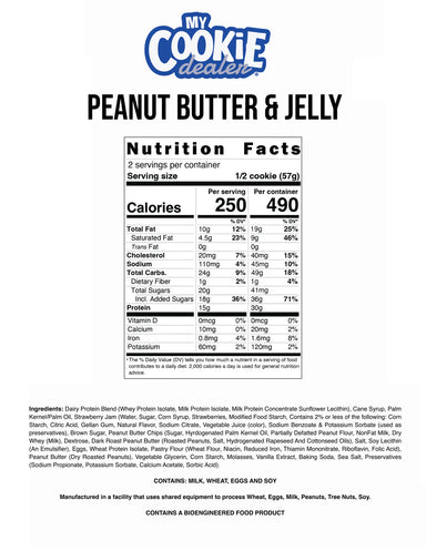 Raw Nutrition My Cookie Dealer 12 Galletas Peanut Butter & Jelly informacion nuricional