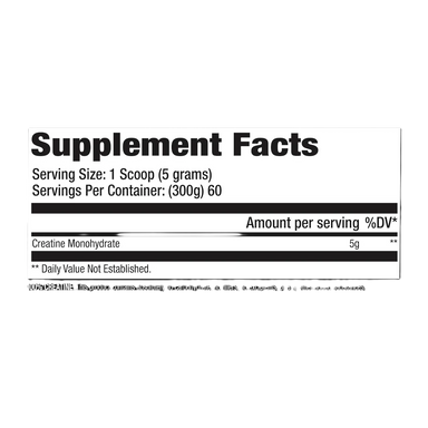 GAT Sport Creatina Monohidrato 300gr 60 Servicios informacion nutricional