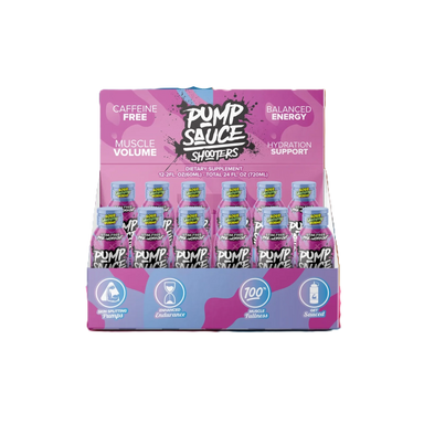 Pump Sauce Shooters Stim-Free Pre Entreno 12pack 60ml tropical sour gummy worms