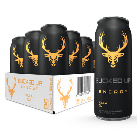 Bucked Up Energy Drinks 16oz 12Pack Killa OJ