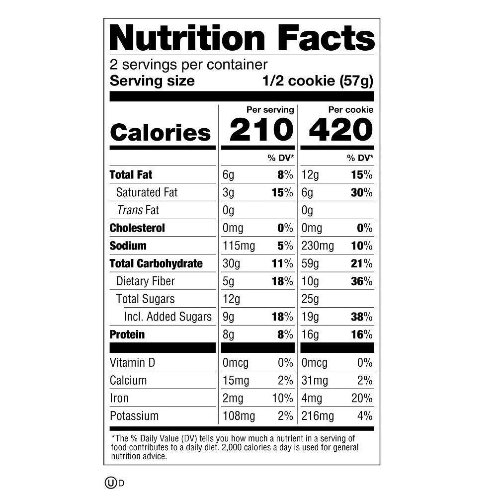 Lenny and Larry The complete Cookie 12 Galletas Informacion Nutricional