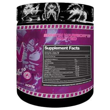 Saiyan Labz Kaioken Black Pre Entreno 30 servicios informacion nutricional
