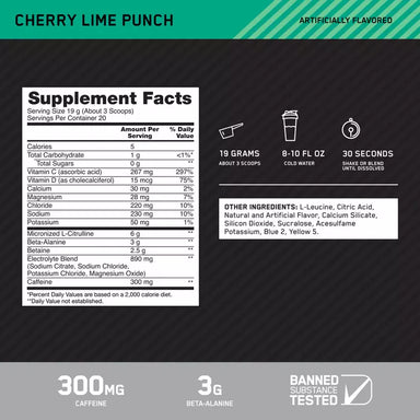 ON Platinum Igniter Pre Entreno 20 Servicios informacion nutricional