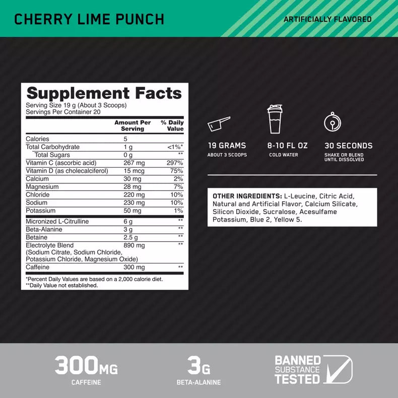 ON Platinum Igniter Pre Entreno 20 Servicios informacion nutricional