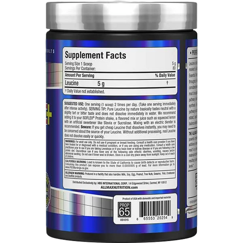 Allmax Leucine+ 400gr Informacion nutricional 2