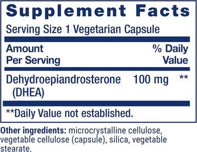 Life Extension DHEA 100mg 60 Veg Capsulas Informacion nutricional 2