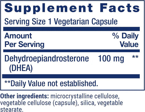 Life Extension DHEA 100mg 60 Veg Capsulas Informacion nutricional 2