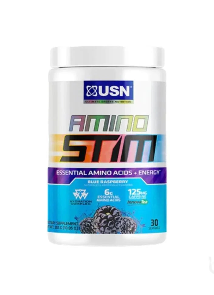 USN Amino Stim 30 servicios. Aminoácidos mora azul