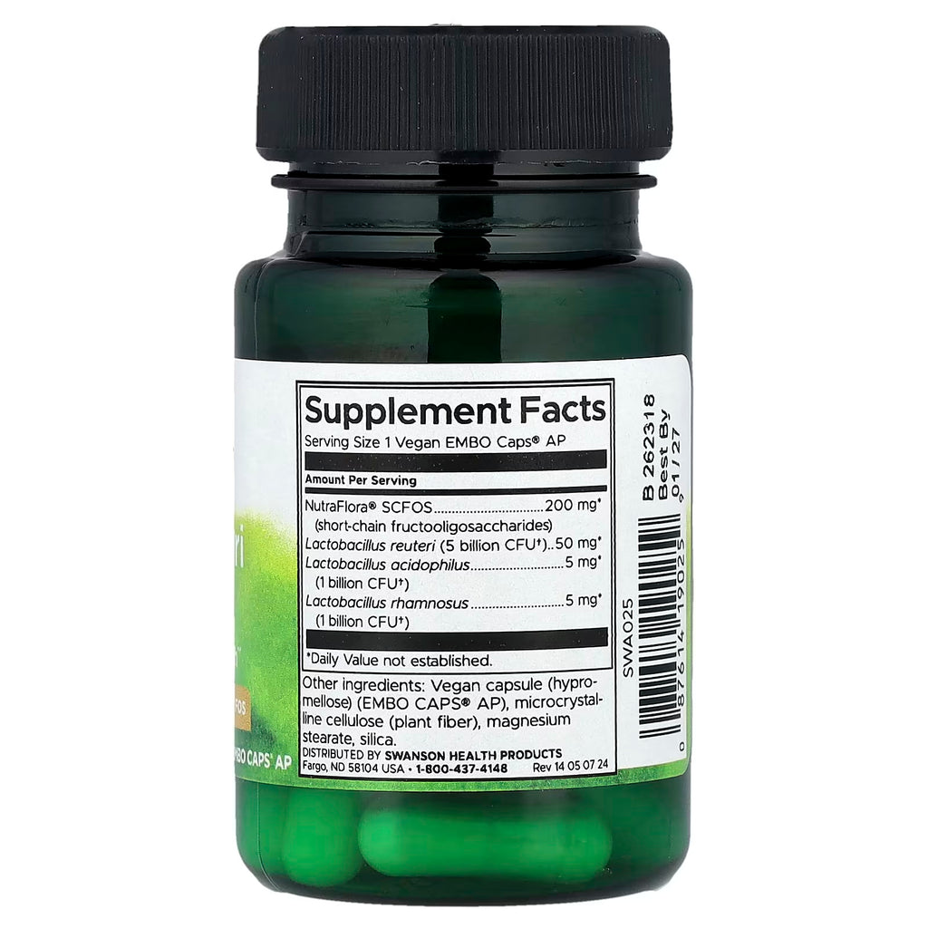 SWANSON PROBIOTICO L. REUTERI PLUS 30 VG DRCAP informacion nutricional