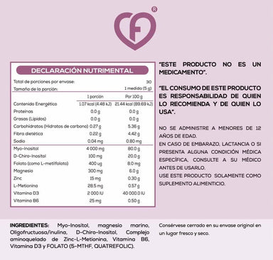 CaroFit Myo & D-Chiro Inositol 150 gr informacion nutricional