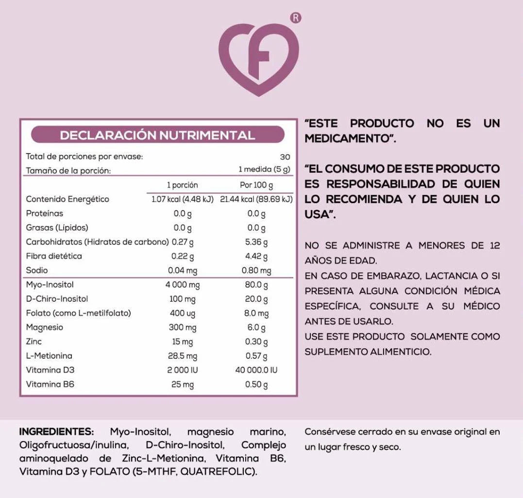 CaroFit Myo & D-Chiro Inositol 150 gr informacion nutricional