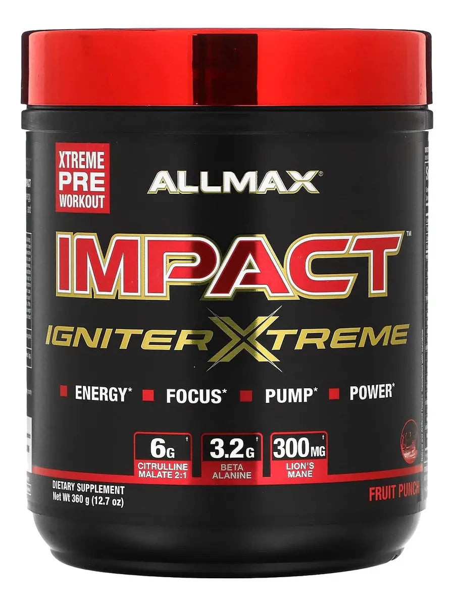 Allmax Impact Igniter Extreme Pre Entreno 300Gr 20/40 Servicios ponche de frutas