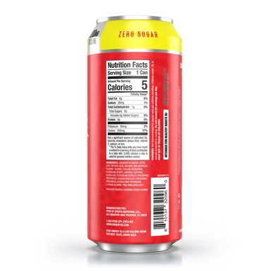 Ryse Fuel Energy Drink 12 Pack Ring Pop Sabor Cherry informacion nutricional