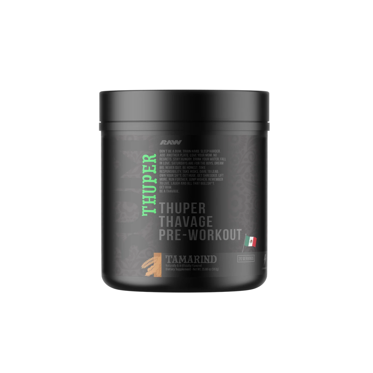 Raw Nutrition Bum Thuper Thavage Pre Entreno 20 Servicios Tamarindo