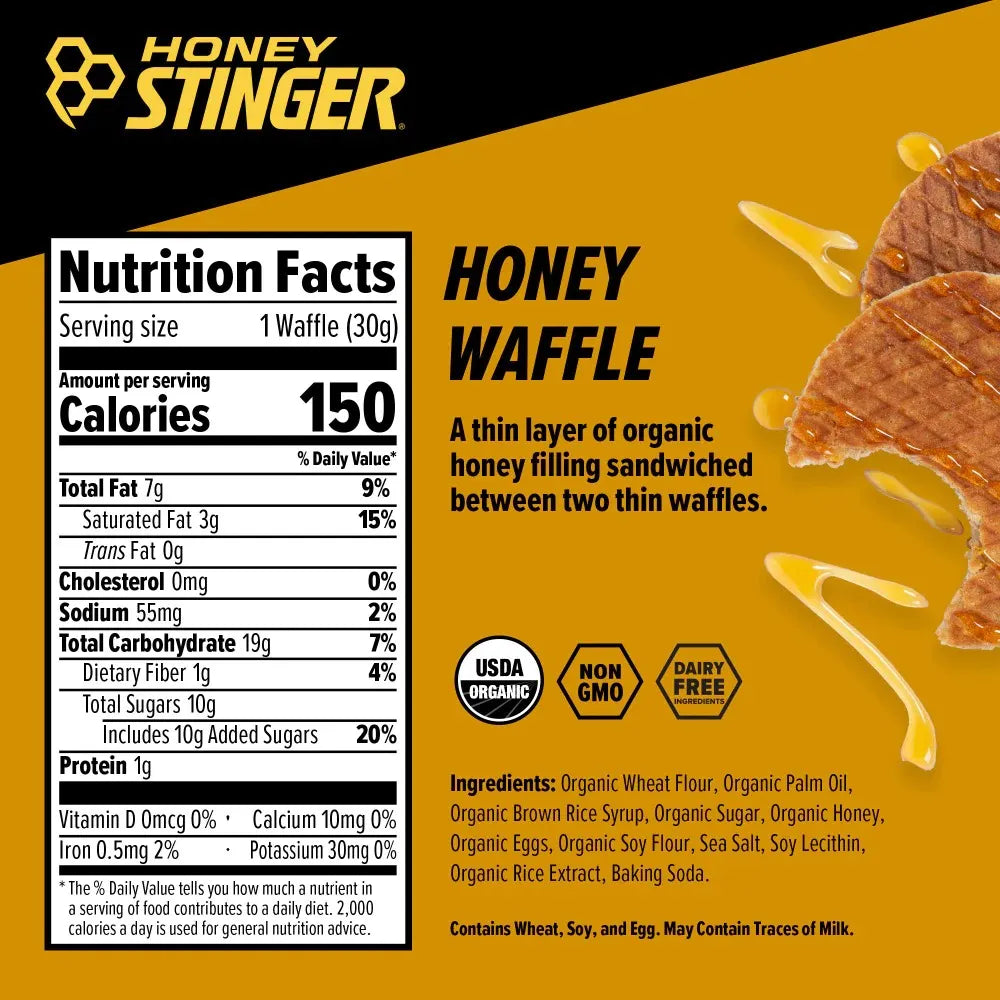 Waffles Honey Stinger Energético Orgánico Deportivo Sabor Chocolate 12 pack Informacion nutricional