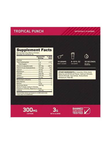 Optimum Nutrition Amplifier Pre Entreno 20 Servicios Informacion nutricional